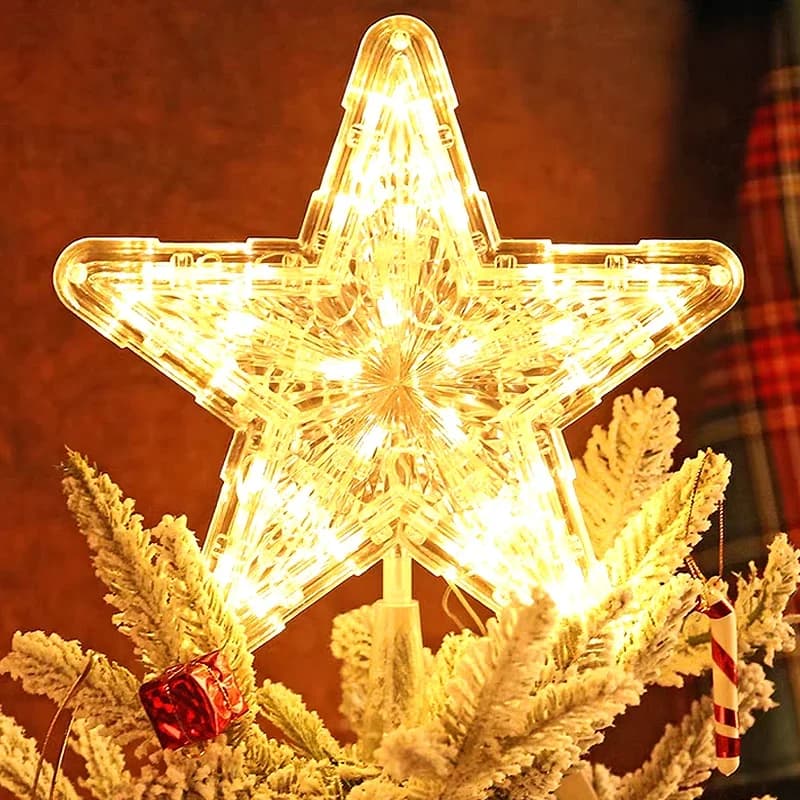 Stella di Natale Luce notturna a LED Albero di Natale Top Stella a cinque punte Lampada Festa di nozze Giardino Decorazione natalizia Forniture luminose