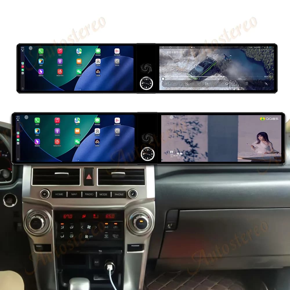 Qualcomm Doppio Schermo Per Toyota 4Runner 2007 ~ 2022 Android 13 Autoradio Lettore Multimediale di Navigazione GPS Accessori Auto Head Uni