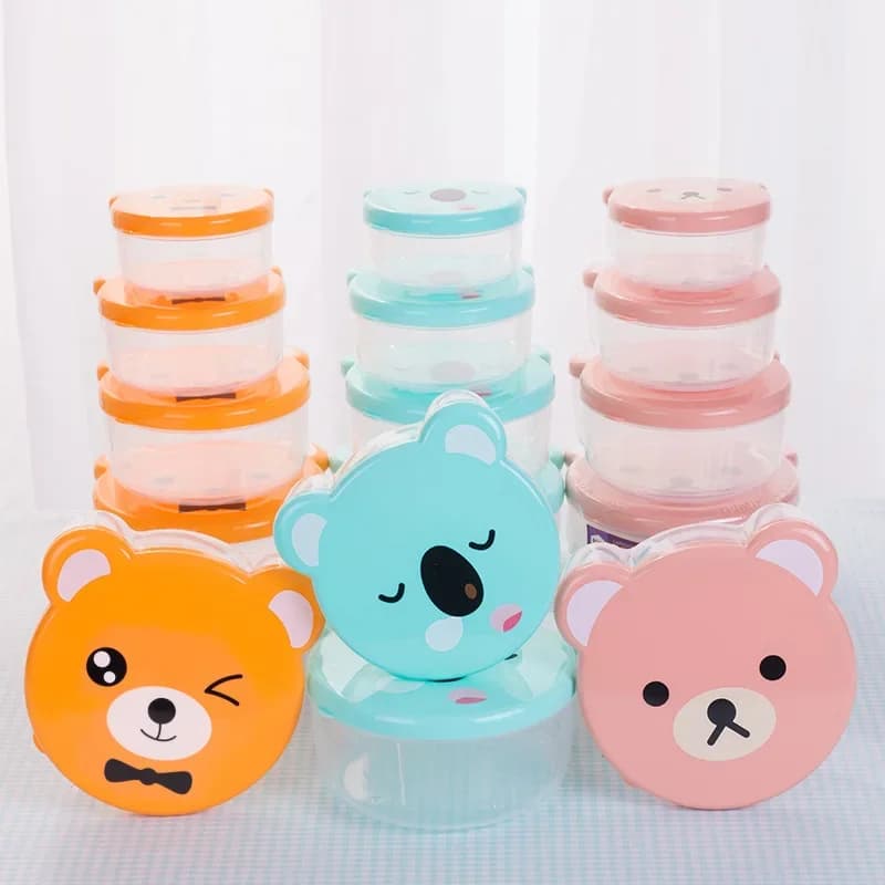 4 pz/set Bambini Bento Box di Plastica Stampa Del Fumetto Giapponese Contenitore di Stoccaggio Alimenti All'aperto Per Bambini Studente A Microonde Utensili Per Il Pranzo