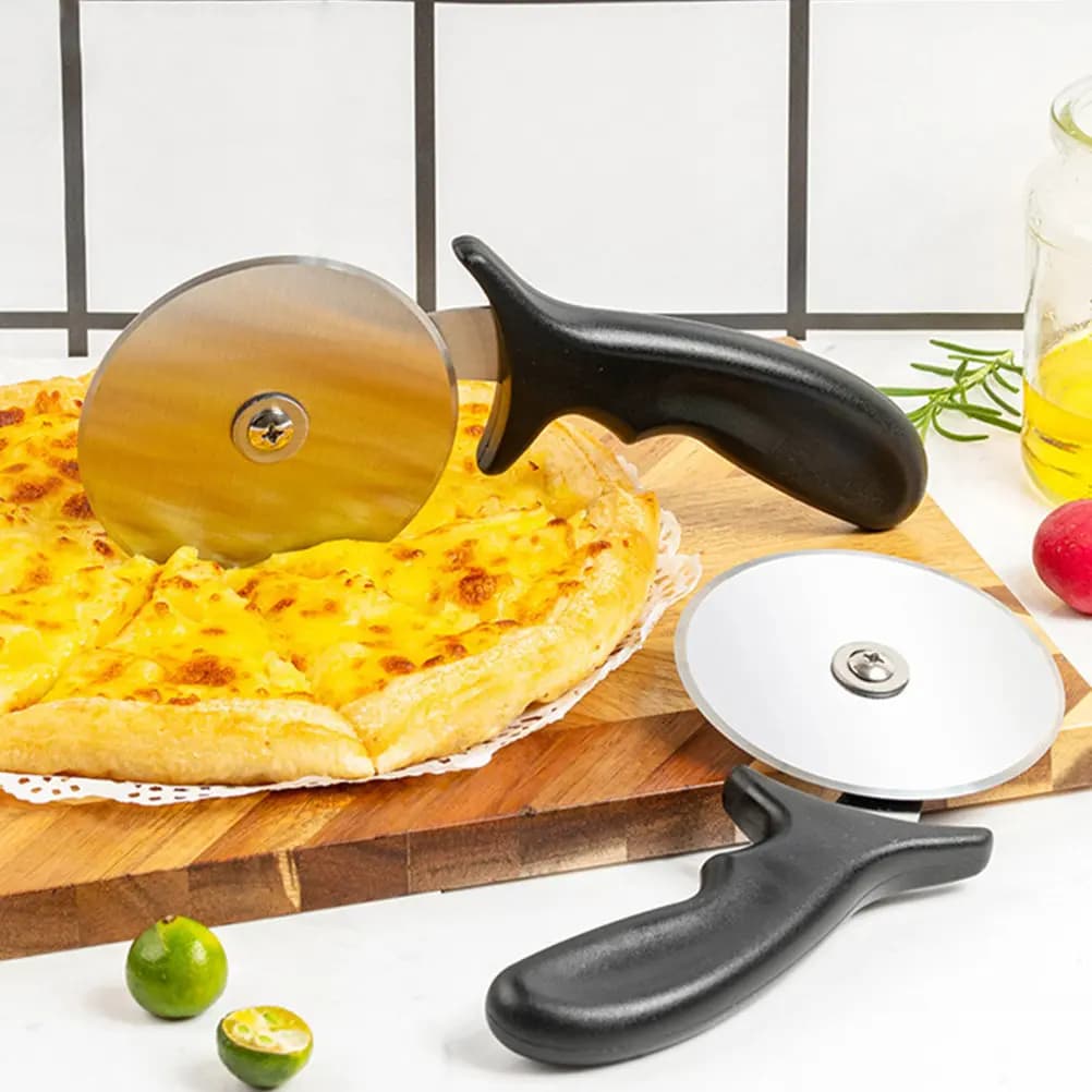 Rotella Tagliapizza in Acciaio Inossidabile per Alimenti con Manico Antiscivolo, Ideale per Tagliare Pizza, Pasta e Impasto, Affettatrice Antiruggine