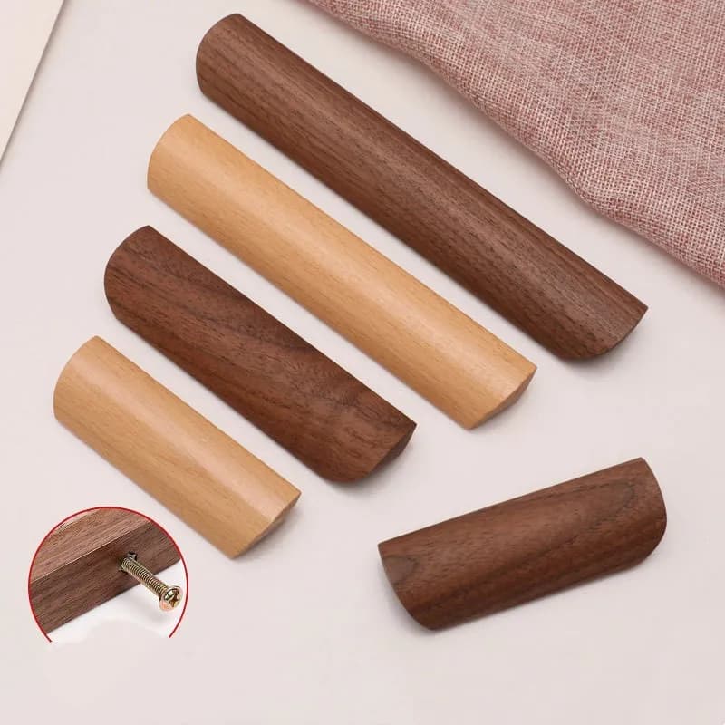 Maniglia per mobili in legno di noce Maniglie per cassetti Maniglie per mobili nordici Maniglie in legno massello Hardware per manopole per guardaroba rispettoso dell'ambiente