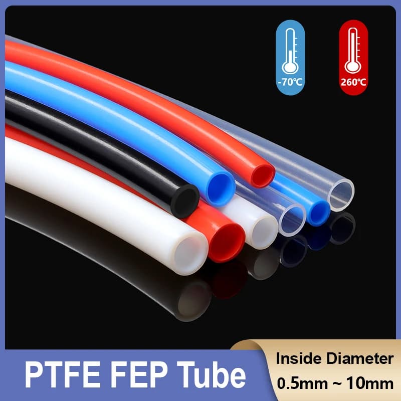1/5 m PTFE hose, diameter 0.5/0,8/1/1.5/2/2.5/3/4/5/6/7/8/10 mm, rigid tube with J head for insulated FEP extruder for 3D printer parts