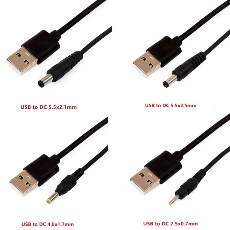 1 Pz USB Male to 5.5 MM X 2.1 MM 5.5*2.5 DC Barrel Jack AC Plug Power Cable Transfer Connector Interface Converter
