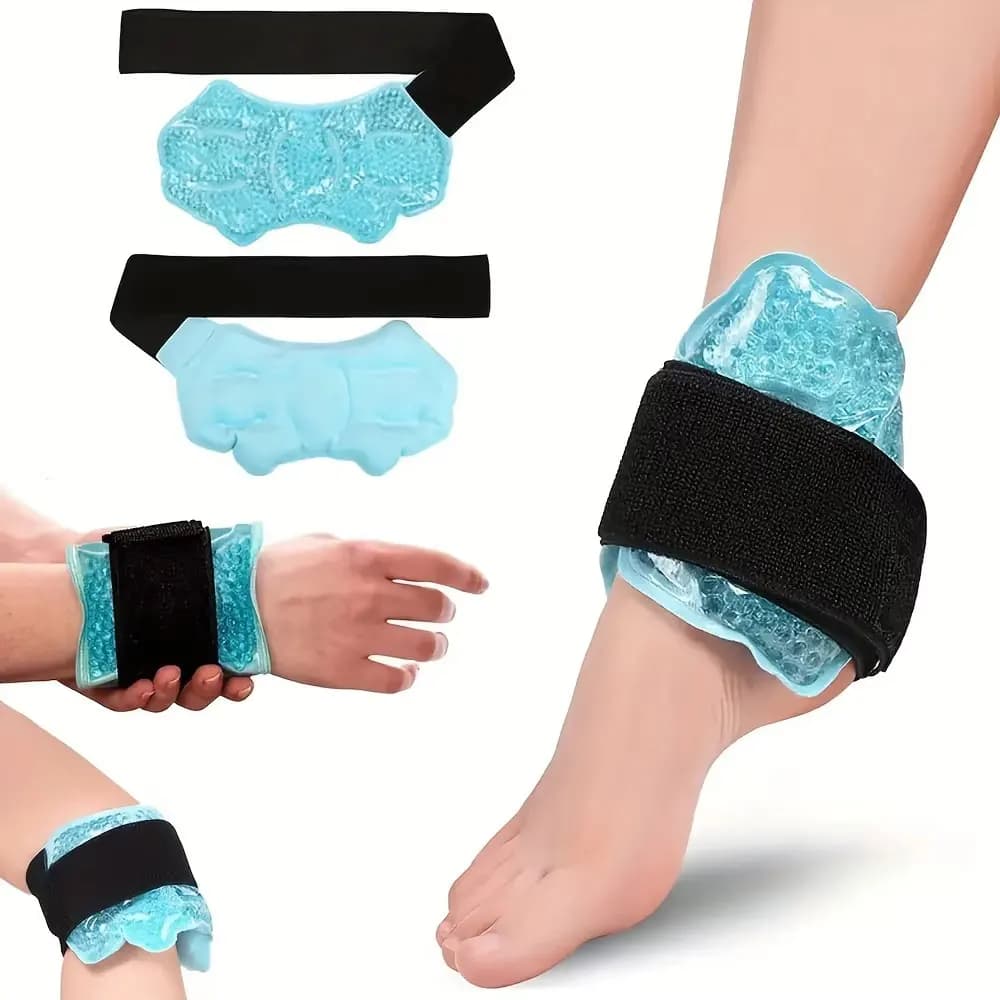 Impacco di Ghiaccio Riutilizzabile per Caviglia e Piede con Perle di Gel, Supporto per Caviglia, Impacco Freddo per Terapia del Freddo