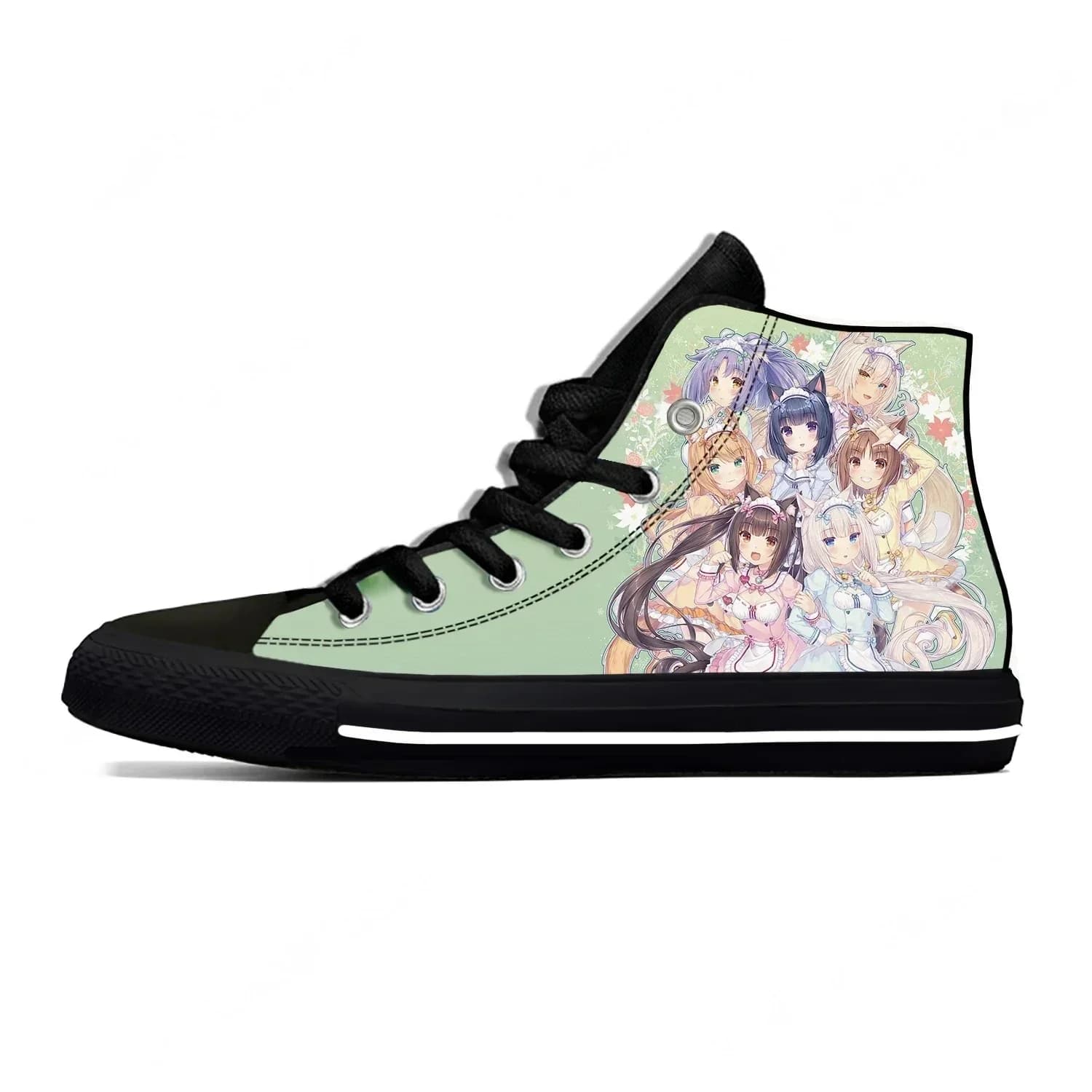 Nekopara Chocola Vanilla Scarpe in tela leggere con stampa 3D, divertenti e alla moda, scarpe alte in tela, sneakers casual traspiranti da uomo e da donna