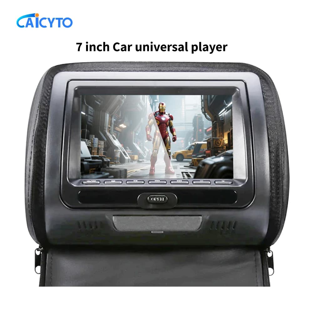 Universale 7 "Schermo LCD Poggiatesta per auto Monitor Cuscino per sedile posteriore per MP4 MP5 Lettore DVD Supporto AV/USB/SD/FM/Cuffia/Bluetooth