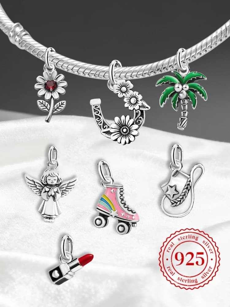 Ciondoli vintage JamesAvery in argento sterling 925 con cappello, pattini da ghiaccio, perline, adatti per braccialetti originali, braccialetti, collane, gioielli fai da te
