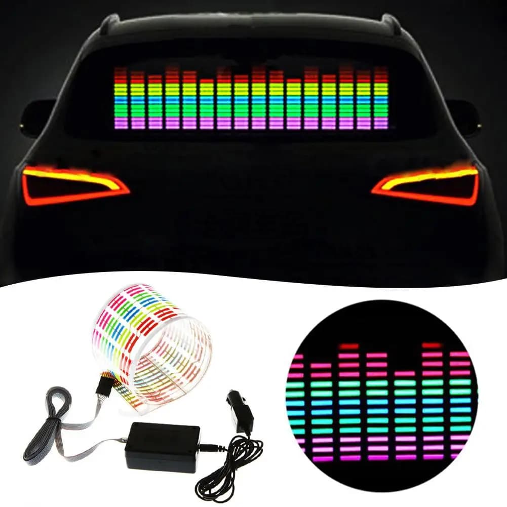 Car RGB LED Music Rhythm Flash Light Sound Activated Sensor parabrezza Neon accessori posteriori lampada Styling equalizzatore Sticker J9V1