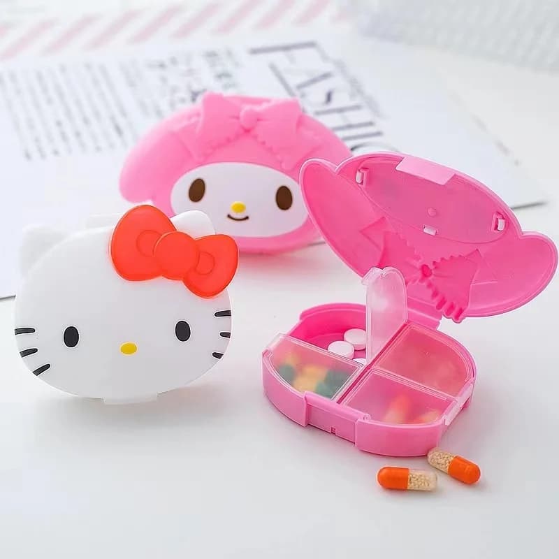 Mini Organizer Case Anime Hellokittys Travel Pill Organizer Cute Mymelody Portable Medicine Vitamin Holder Containers