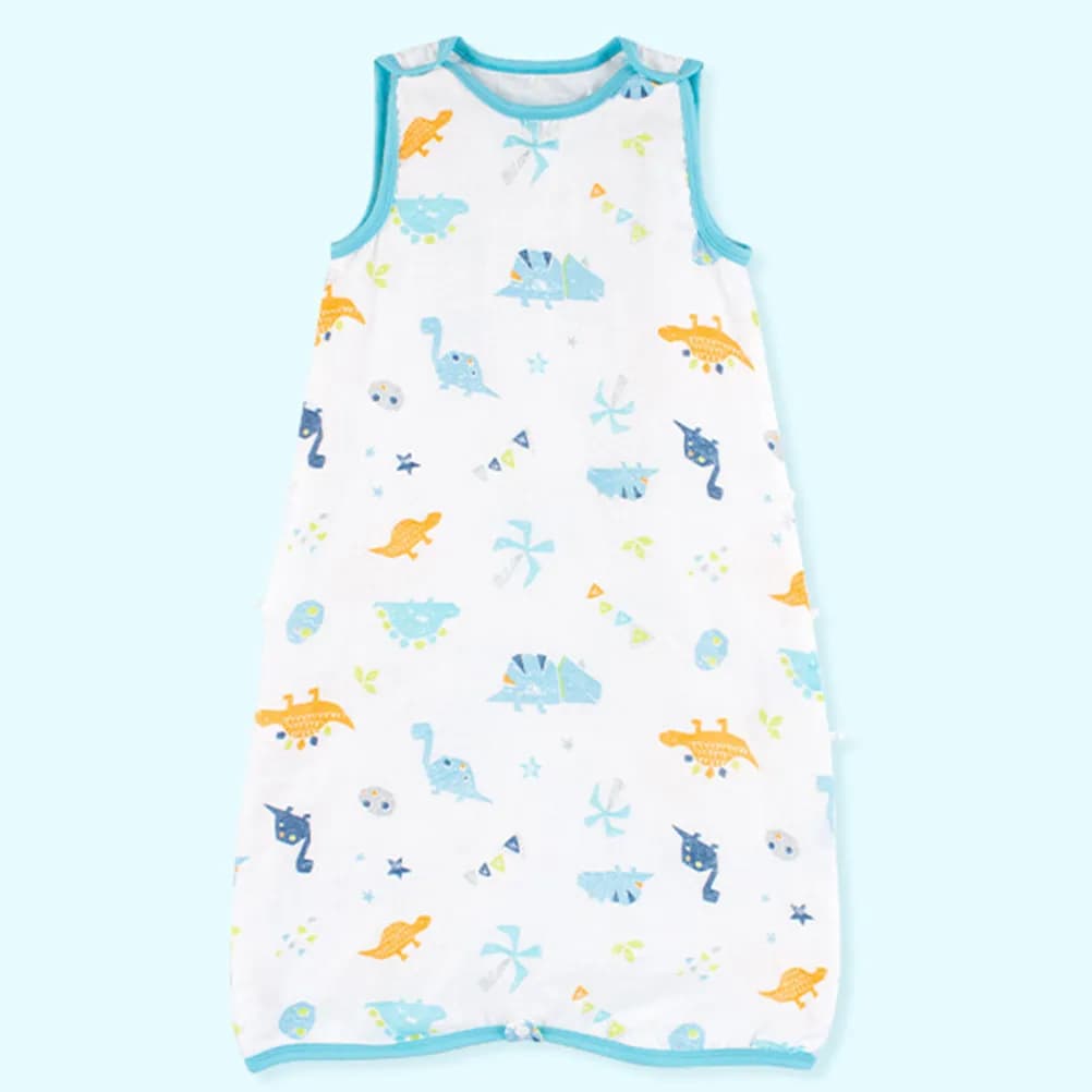 Sacco nanna senza maniche per neonati, pigiama estivo in cotone per bambini, design morbido e leggero in tessuto sottile e traspirante