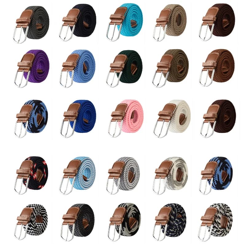 Canvas Elastic Stretch Woven Belt Pin Buckle Unisex Couple Jeans Casual Multi Size Waist Belt