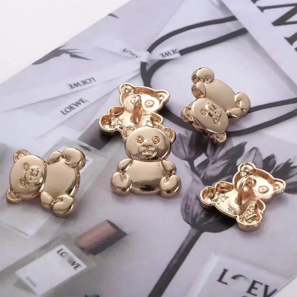 Cute 5/10 pcs/lot Sewing for Garment,Bag Bear Shape Gold Buttons DIY Button Decor Clothes Accessories
