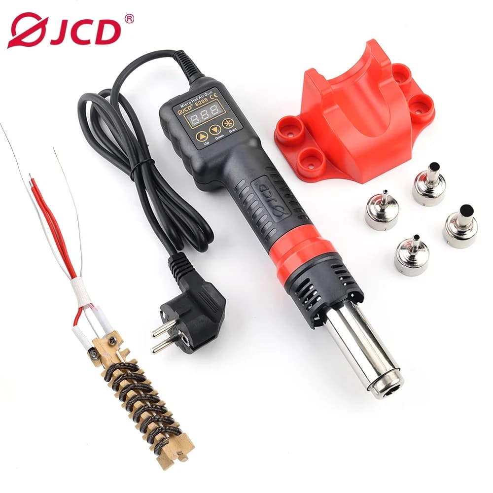 Pistola ad aria calda JCD Micro 8208 750W, stazione di saldatura e rilavorazione con display LCD digitale, pistola termica all-in-one, strumenti per saldatura BGA IC.