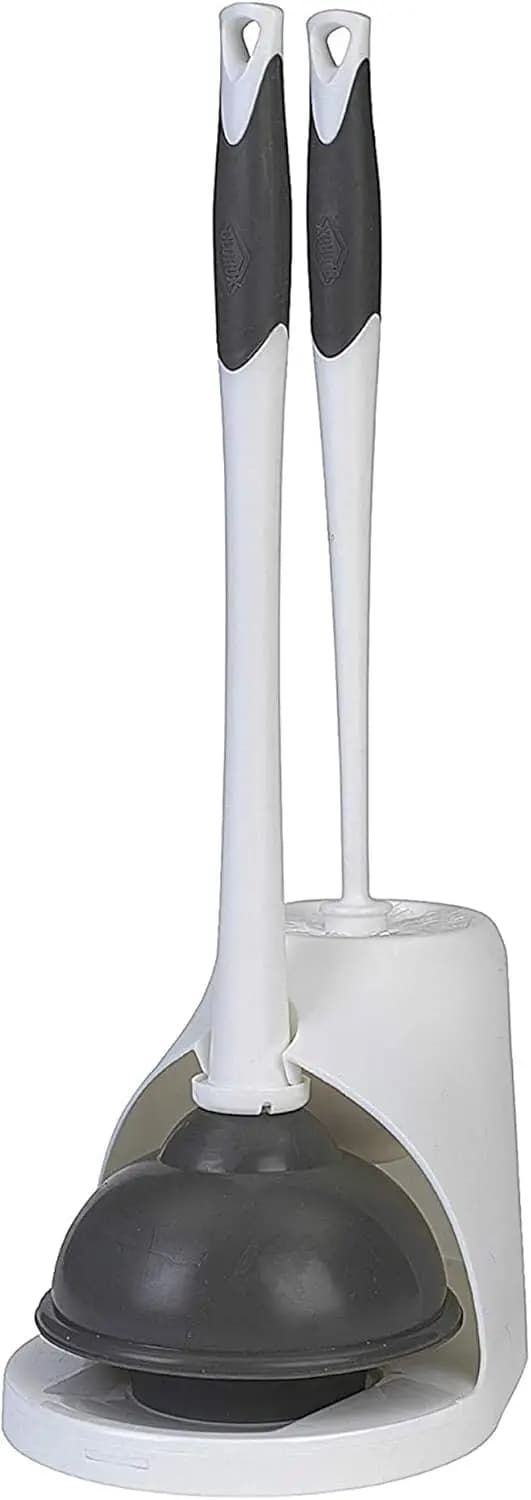 Toilet Plunger and Brush Bowl Set with Holder Caddy for Bathroom Cleaning and Unclogging