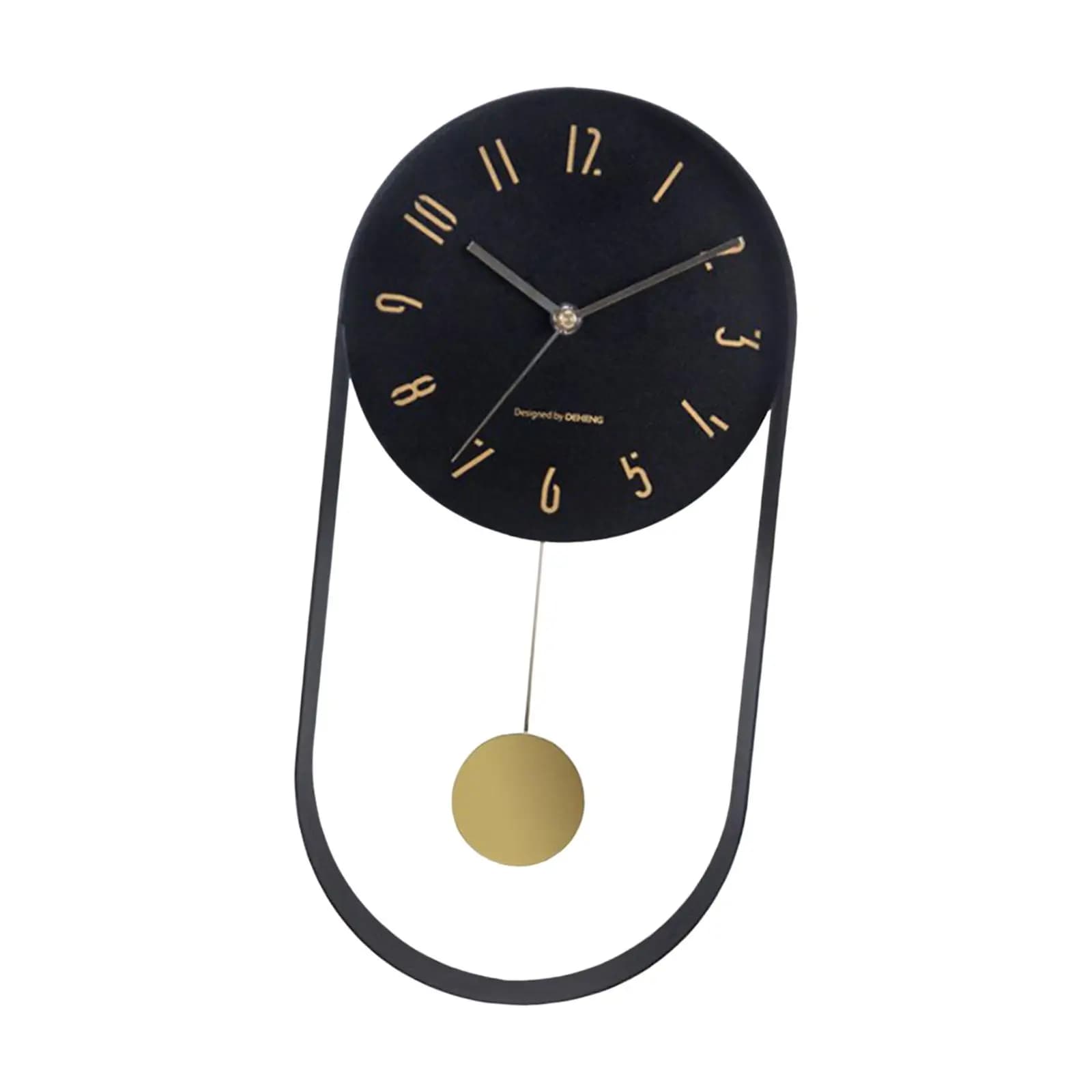 Nordic Wall Clock with Iron Pendulum Silent for Office Decoration