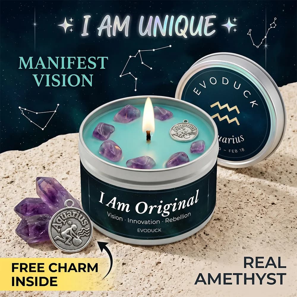 Aquarius Zodiac Scented Candle, Ozone Lavender, Astrology Aromatherapy Candle in Tin, Home Fragrance Decor Birthday Gift, 3oz