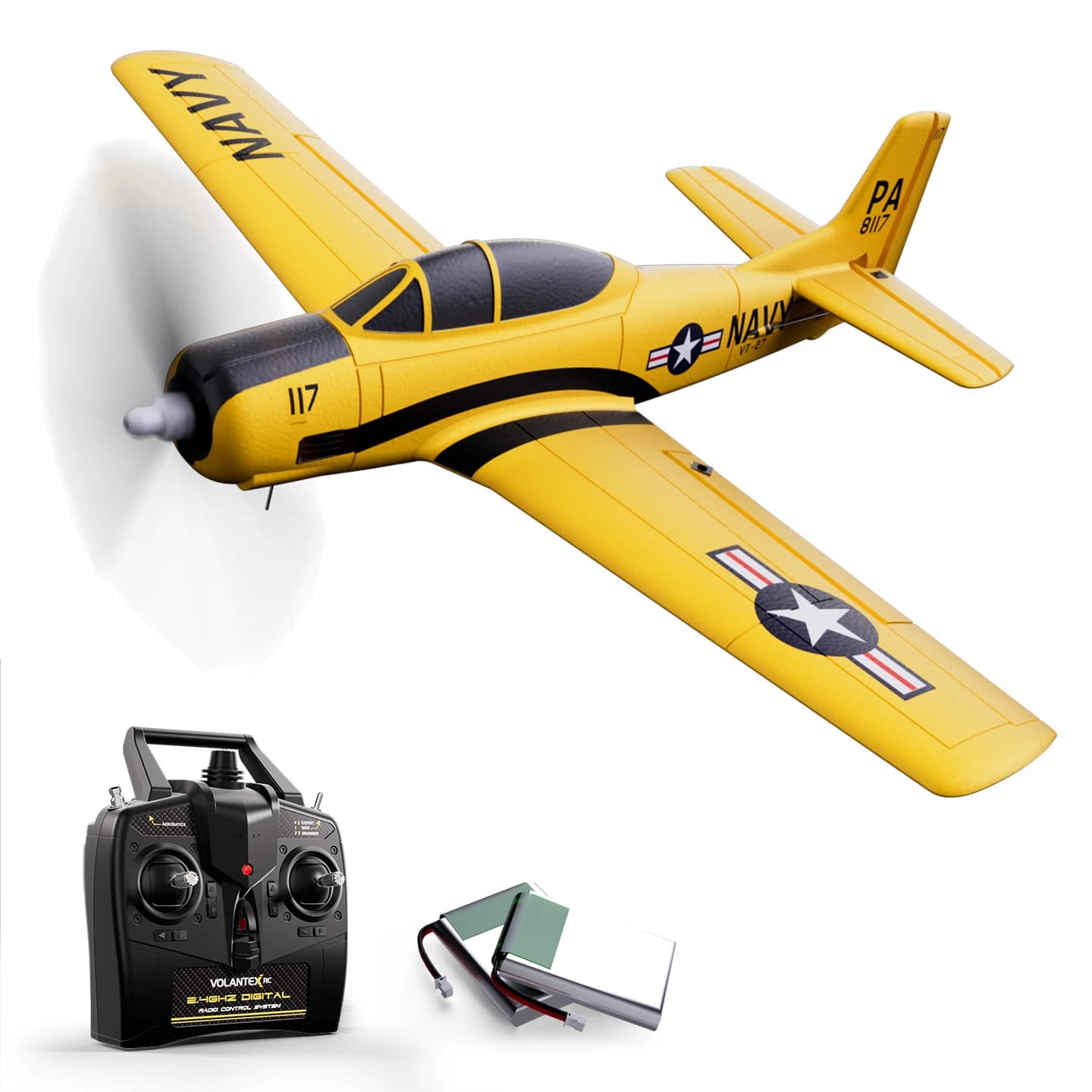 VOLANTEXRC RC Plane T28 2.4Ghz 4CH With Xpilot Stabilization System One Key Aerobatic With 2 batteries Remote Control Airplane
