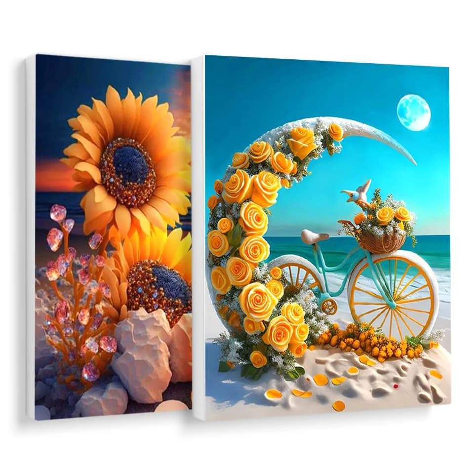 RUOPOTY Diy Oil Painting By Numbers Yellow Sunflower Flower Acrylic Paints Canvas Art Painting hobby Handmade Home Decoration