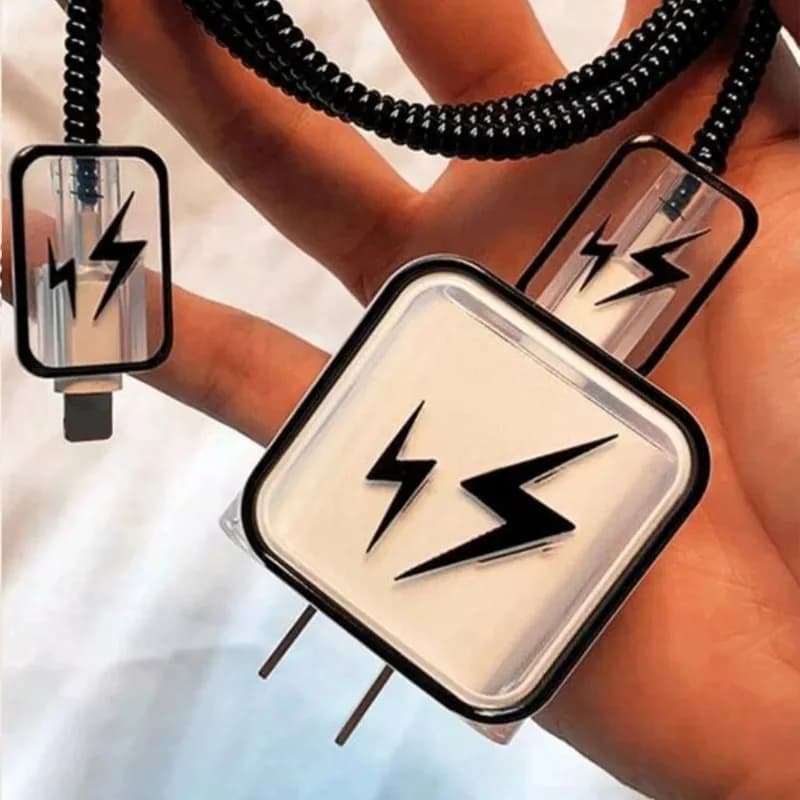 Set di protezioni per caricabatterie Lightning trasparenti per iPhone 15 14 Organizzatore di risparmio per cavi di ricarica per avvolgicavo trasparente Apple 18/20W