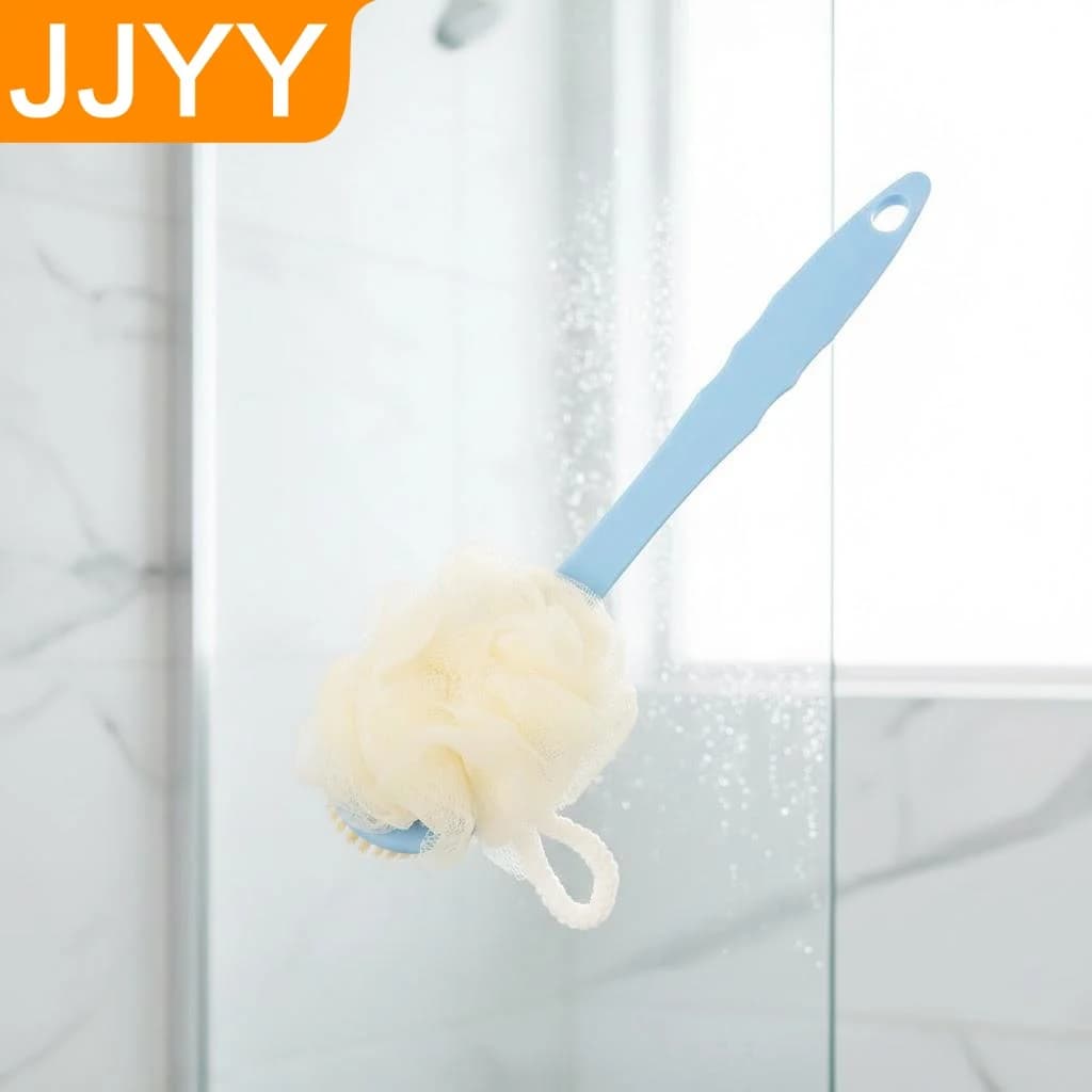 Spugna da Bagno 2 in 1 con Manico Lungo, Esfoliante per la Schiena, Strumento per Massaggio Corpo, Accessori per Doccia, Essenziali per il Bagno