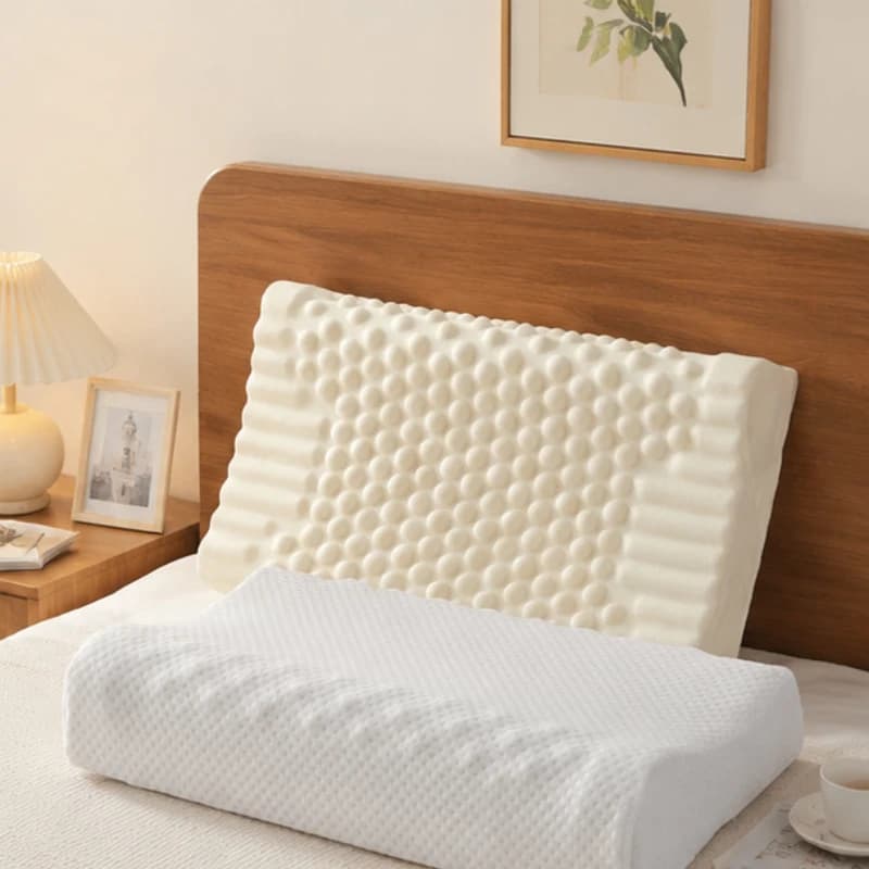 Cuscino Ergonomico per Supporto Cervicale in Lattice Naturale Tailandese, Traspirante e Delicato sulla Pelle, Comodo Cuscino per Dormire per Adulti