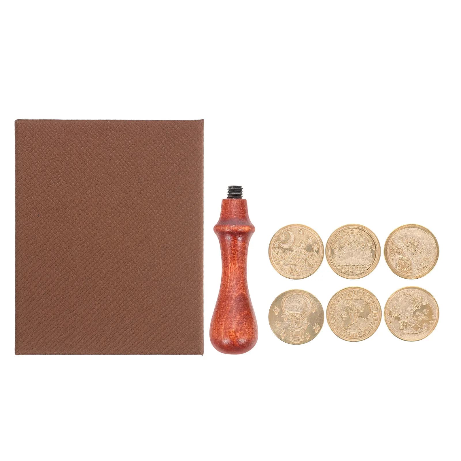 1Set Premium Wood Handle Wax Seal Stamp Kit Smooth Non-Stick Head for DIY Scrapbook Stationery Invitation Decorative Sealing