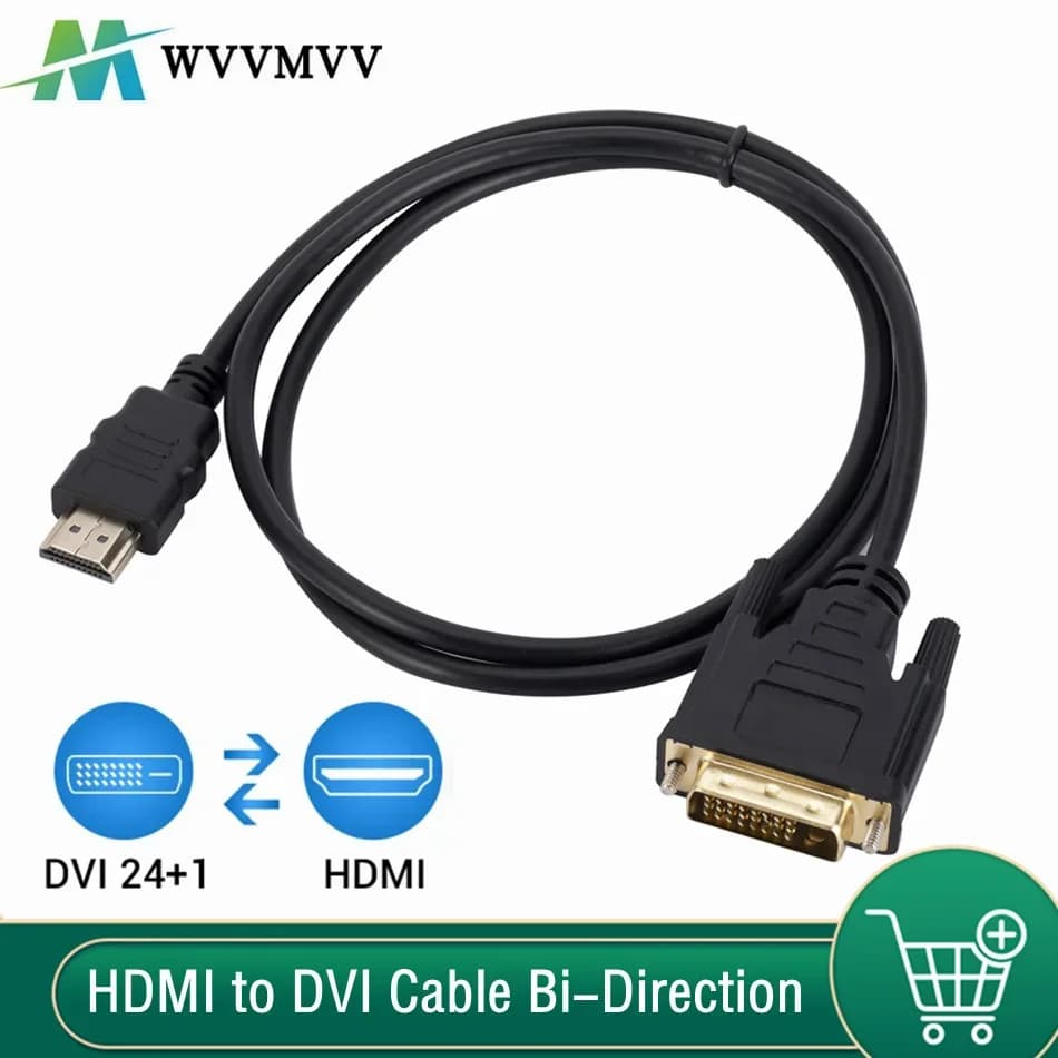 WvvMvv 4K Cavo adattatore da HDMI a DVI Maschio a Maschio DVI 24 + 1 Convertitore da DVI a HDMI bidirezionale per PC HD TV Proiettore Monitor