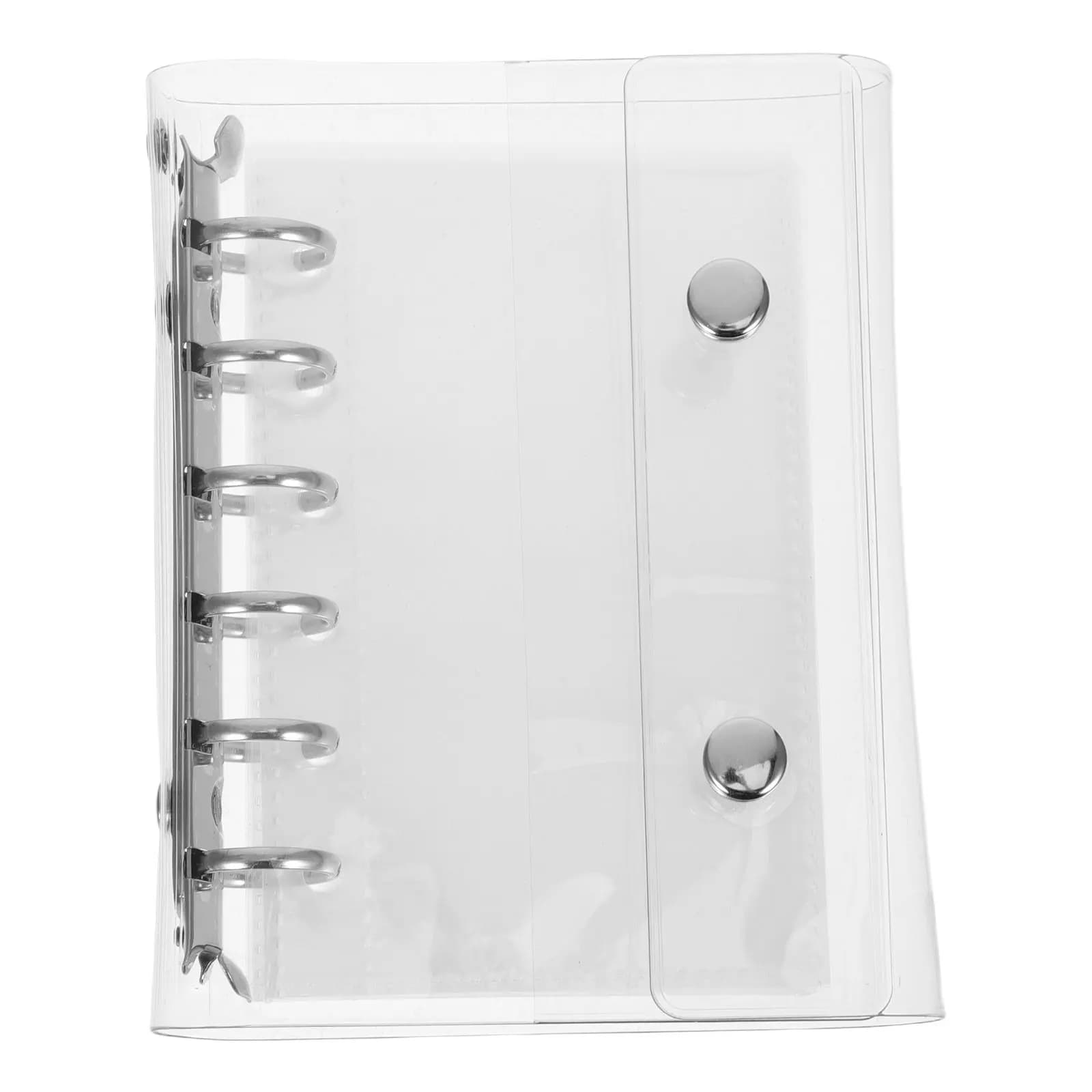 Copertina per raccoglitore A7 in PVC morbido, trasparente, con 6 anelli e chiusura a scatto, per quaderno trasparente, organizer a fogli mobili, agenda, diario, budget e schede