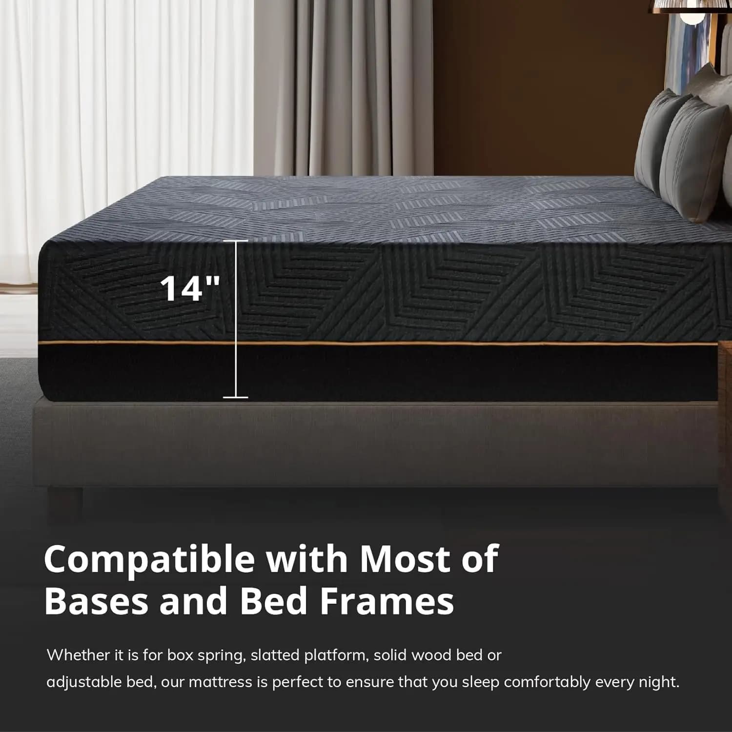 10/12/14Inch Memory Foam Mattress For Back Pain Cooling Gel Mattress Bed In Box Made In USA CertiPUR-US Certified Sleep Support