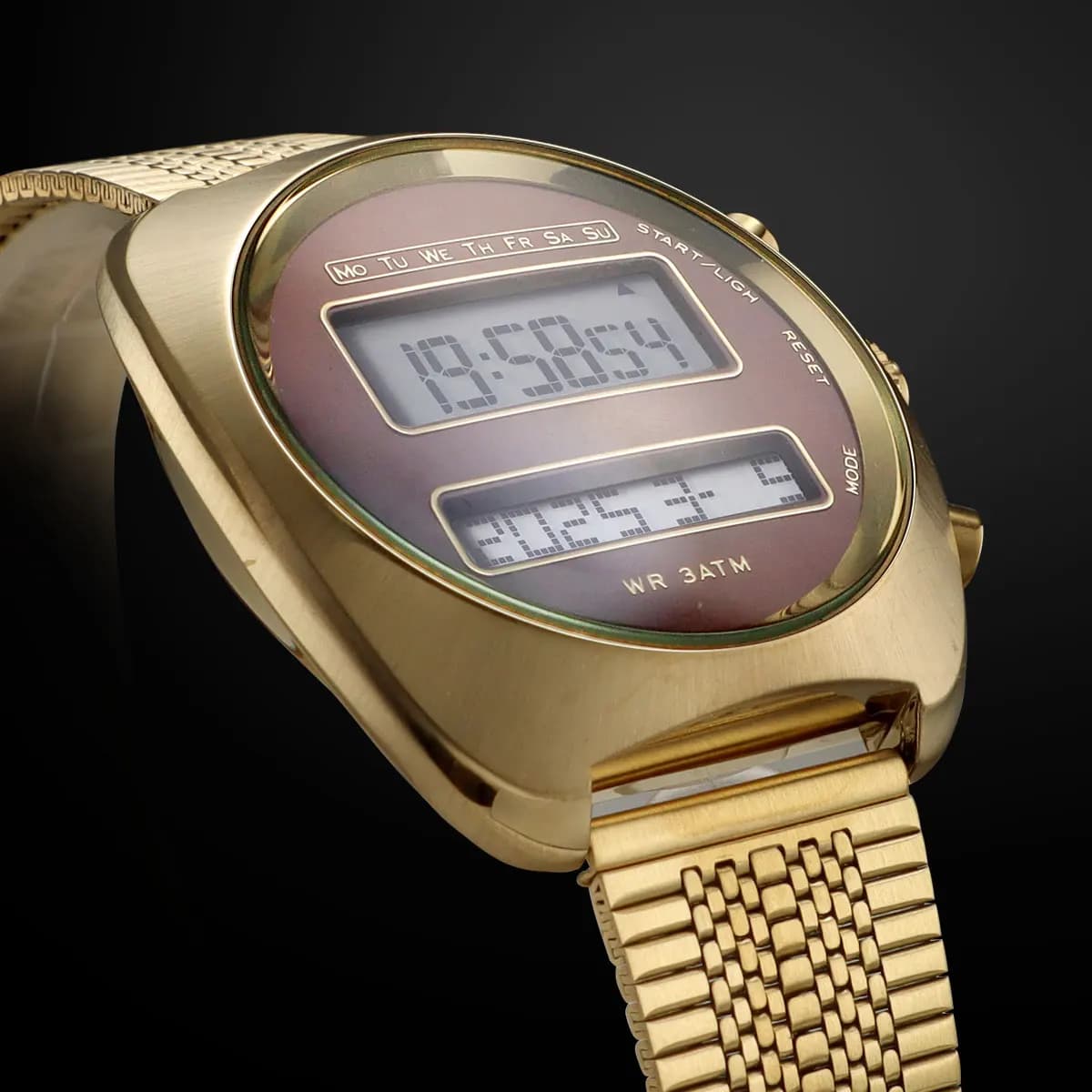Unisex Retro Fashion Digital Watch with Year Month Date Dual-Screen Luminous Backlight Wristwatch with Stainless Steel Strap Men