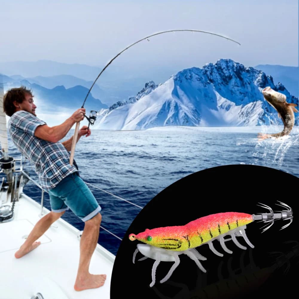 1 esca per calamari luminosa, esca dura biomimetica con amo per calamari e accessori per la pesca in mare
