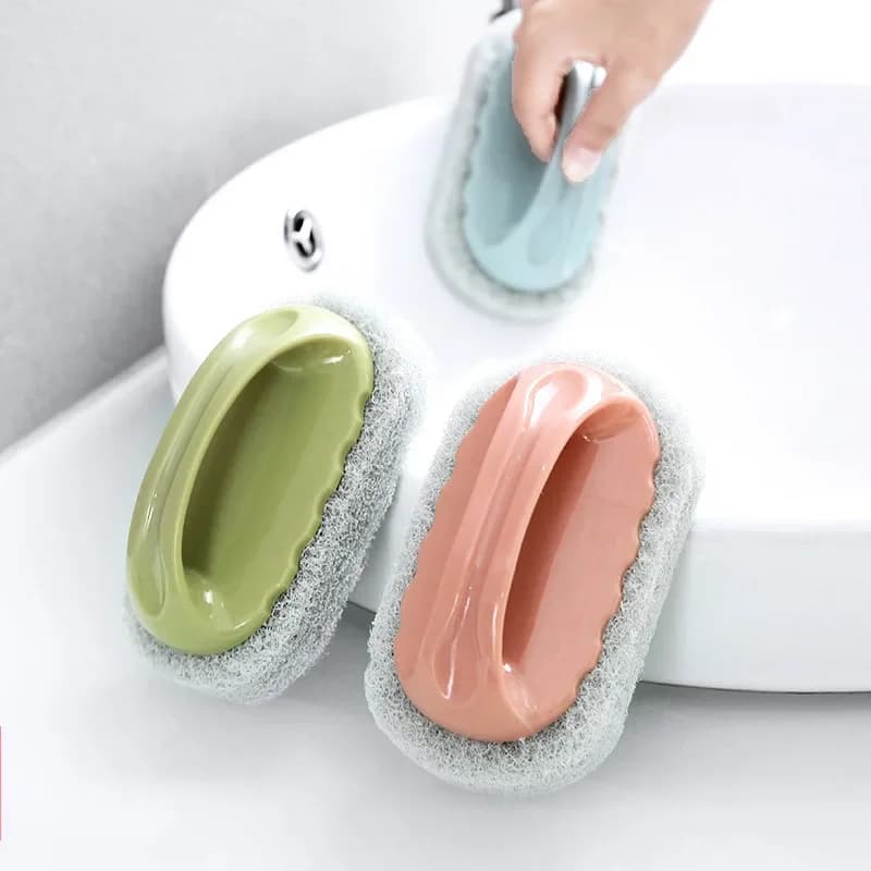 Spazzola per la pulizia di piastrelle in ceramica per la casa - Modello Nordic Kitchen con manico e spugna abrasiva - Multifunzionale, tinta unita