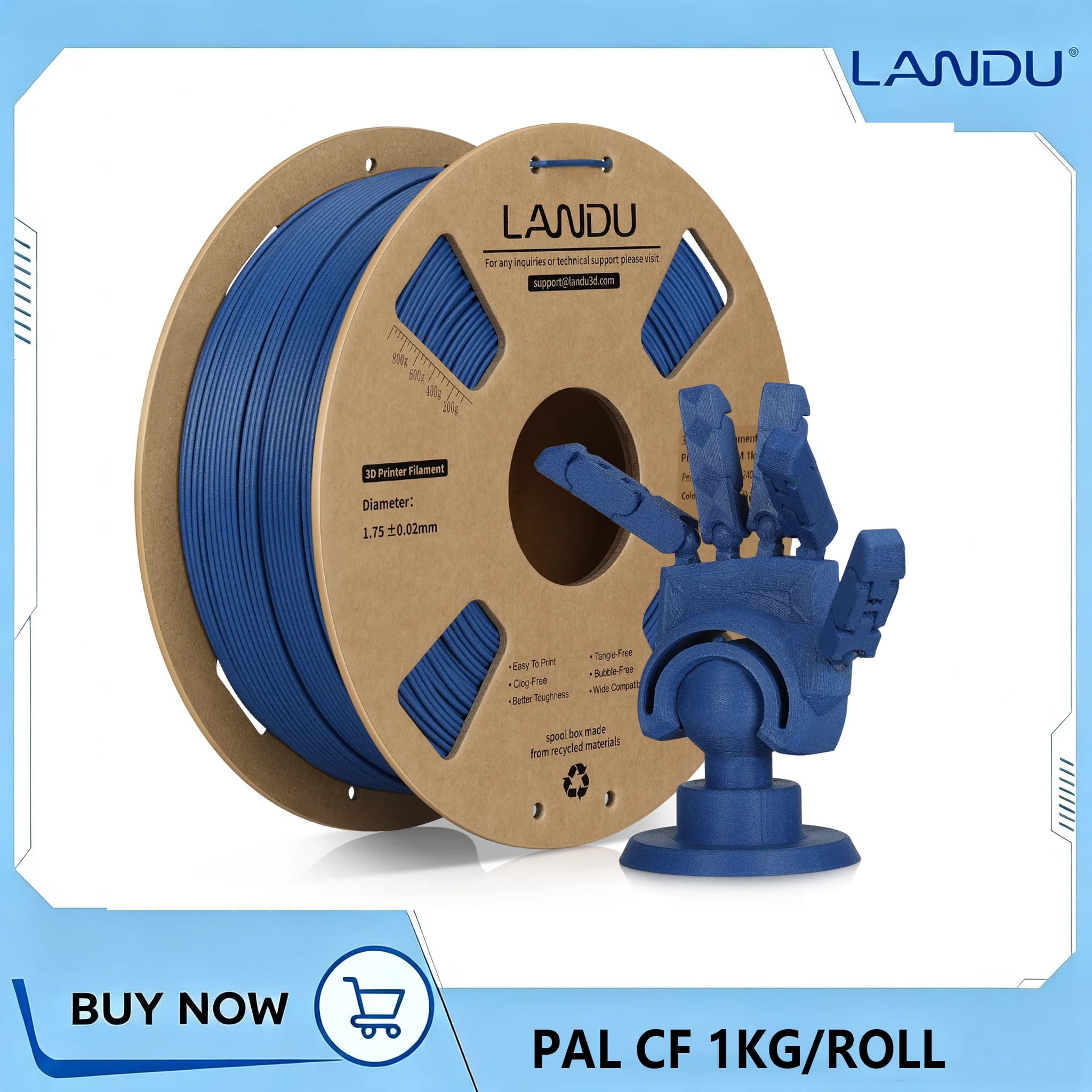 LANDU Filament 1KG PLA-CF Carbon Fiber 1.75mm 3D Printing Heat Resistance High-strength Printing Plastic for 3D Printer
