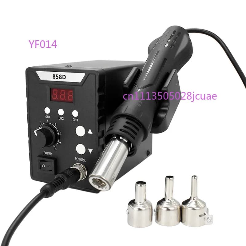 Stazione Dissaldante 858D con Pistola Termica 110V/220V, Display Digitale, Temperatura Controllabile, Strumento per Riparazione Telefoni Cellulari SMD