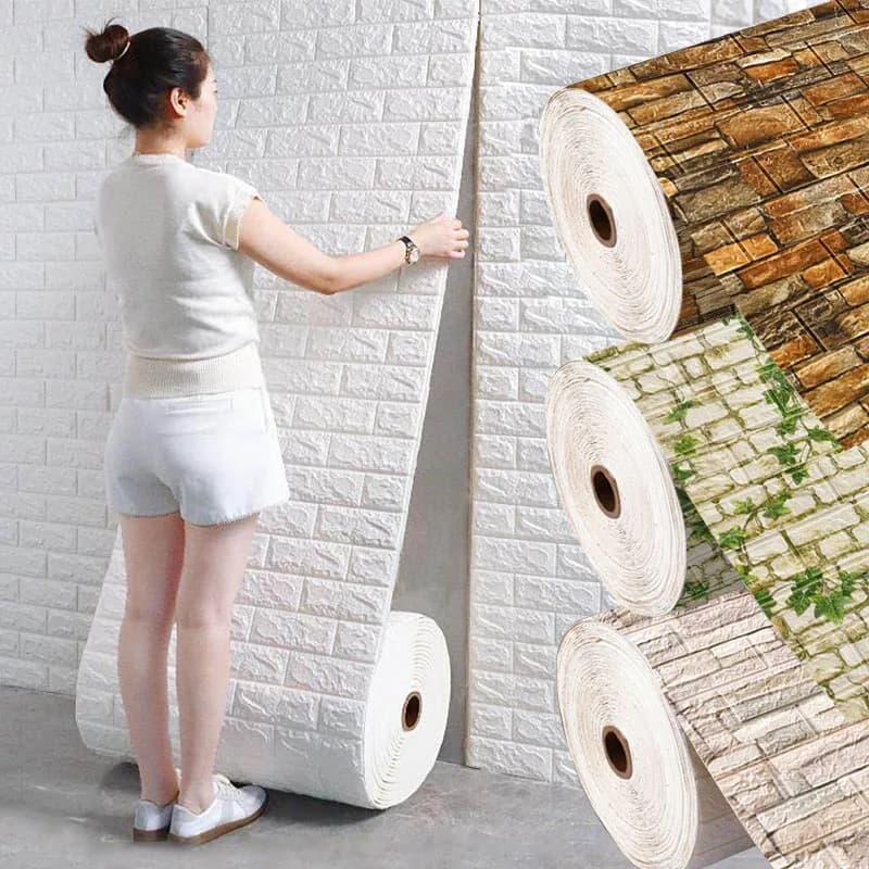 70cm * 1m 3D Brick Pattern Wall Panels DIY Waterproof wallpaper for living room bedroom kitchen background wall decoration