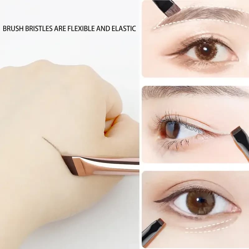 Ultra-thin Eyebrow Brushes Set -3 Angled Precision Eyeliner Makeup Brushes, Synthetic Shaded Eyebrow Sets