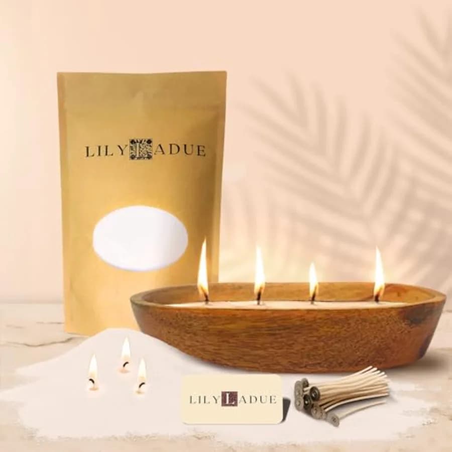 Sand Candle Kit - 1Lb/16Oz Pearled Candles Sand and Wicks 24 with Holder Unscented Aroma Beads Reusable Pearled Candle Wax for