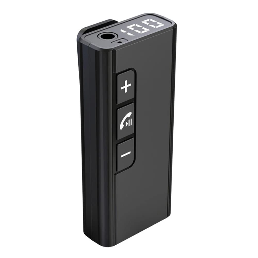 Ricevitore per auto wireless Adattatore vivavoce compatibile Bluetooth da 3,5 mm Ricevitore audio con display digitale Aux per cuffie Altoparlante per auto