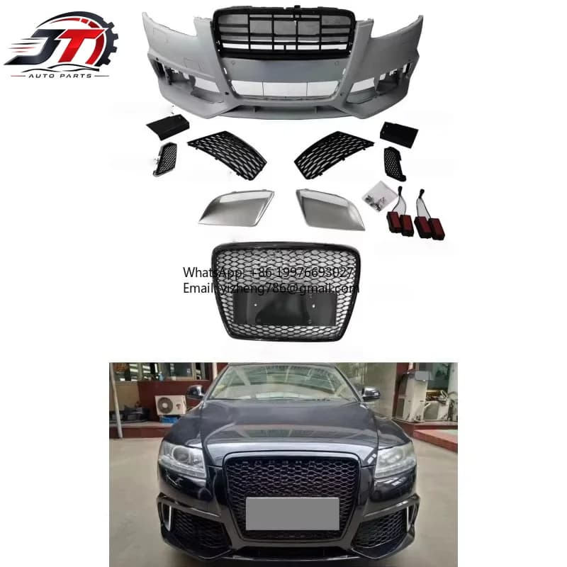 New style Car Body Kit for Audi A6 C6 2005-2011 Facelift Upgrade to RS6 Grill Bumper Body Kit.Front Bumper Surround+Diffuser