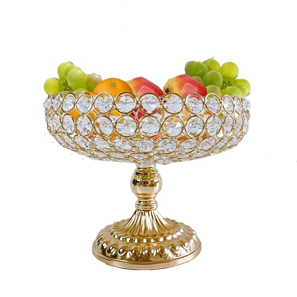 1 pz cristallo frutta oro soggiorno frutta decorazione piatto torta nuziale stand centrotavola matrimonio dorato per tavoli da pranzo