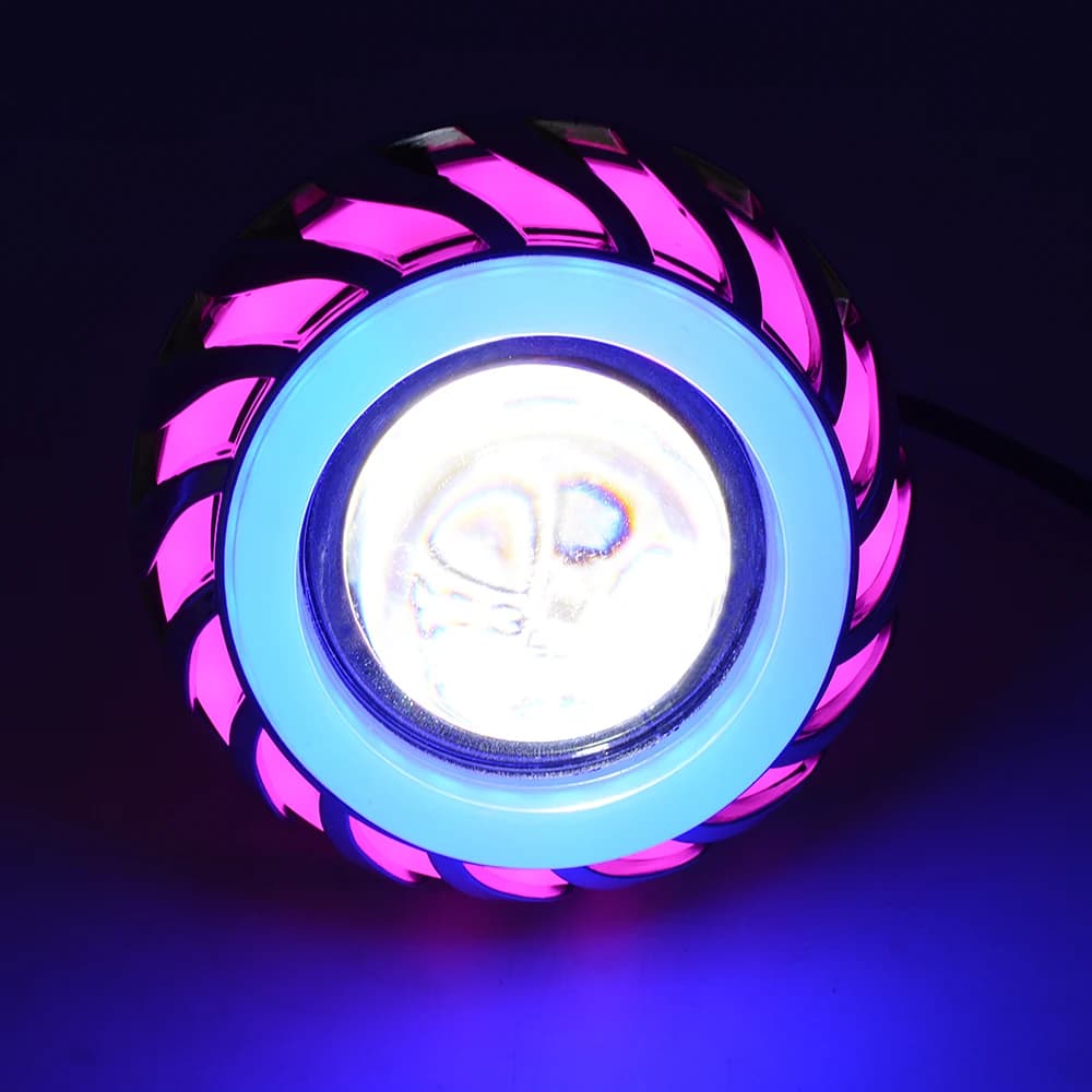 12V motorcycle light projector lamp light lens with Led angel devil eyes light 30W 1200Lm 200000H double