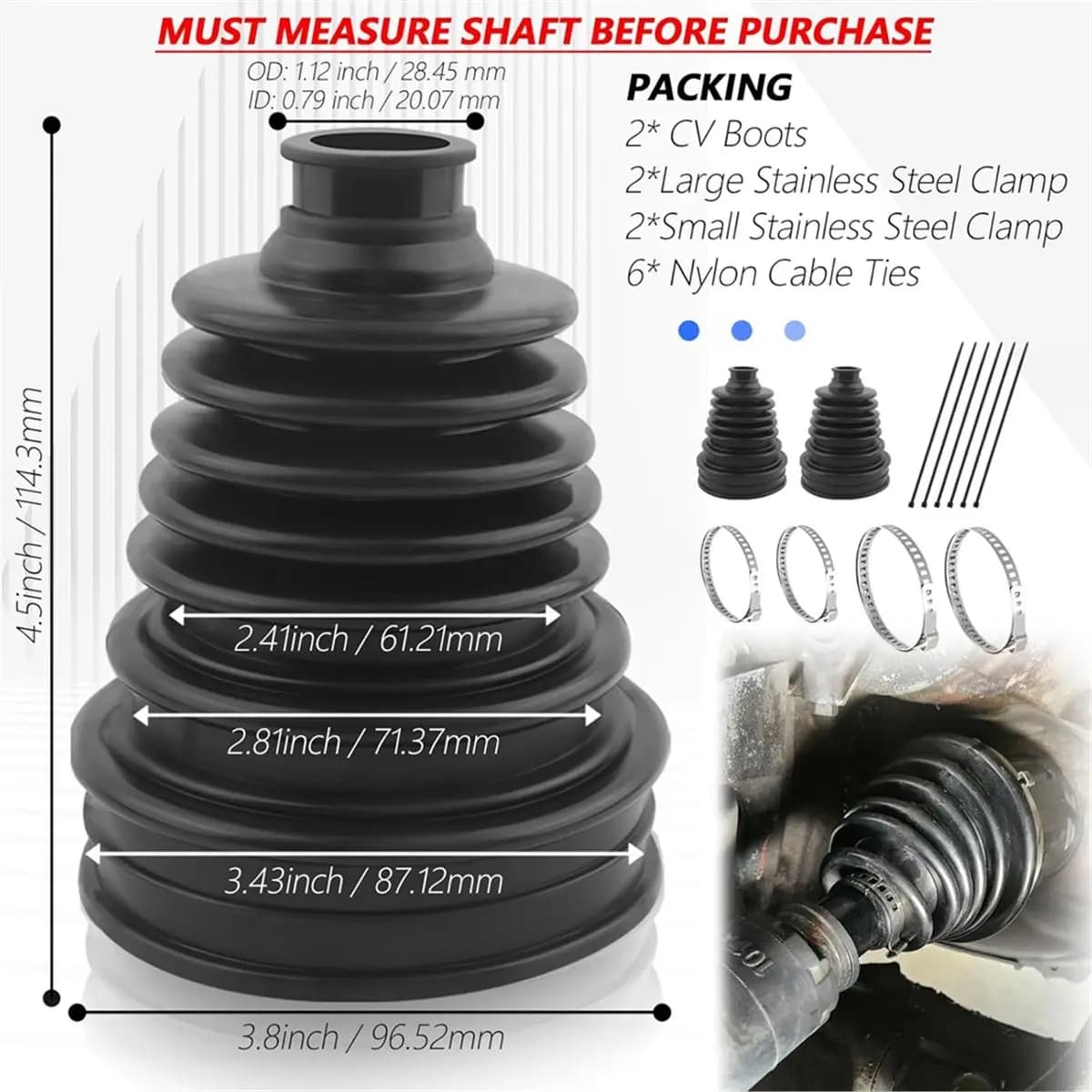 (WSFS) Kit di riparazione per cuffie CV da 19-24 mm, 2 pezzi, in silicone, include 4 morsetti per cuffie CV e 6 fascette stringicavo