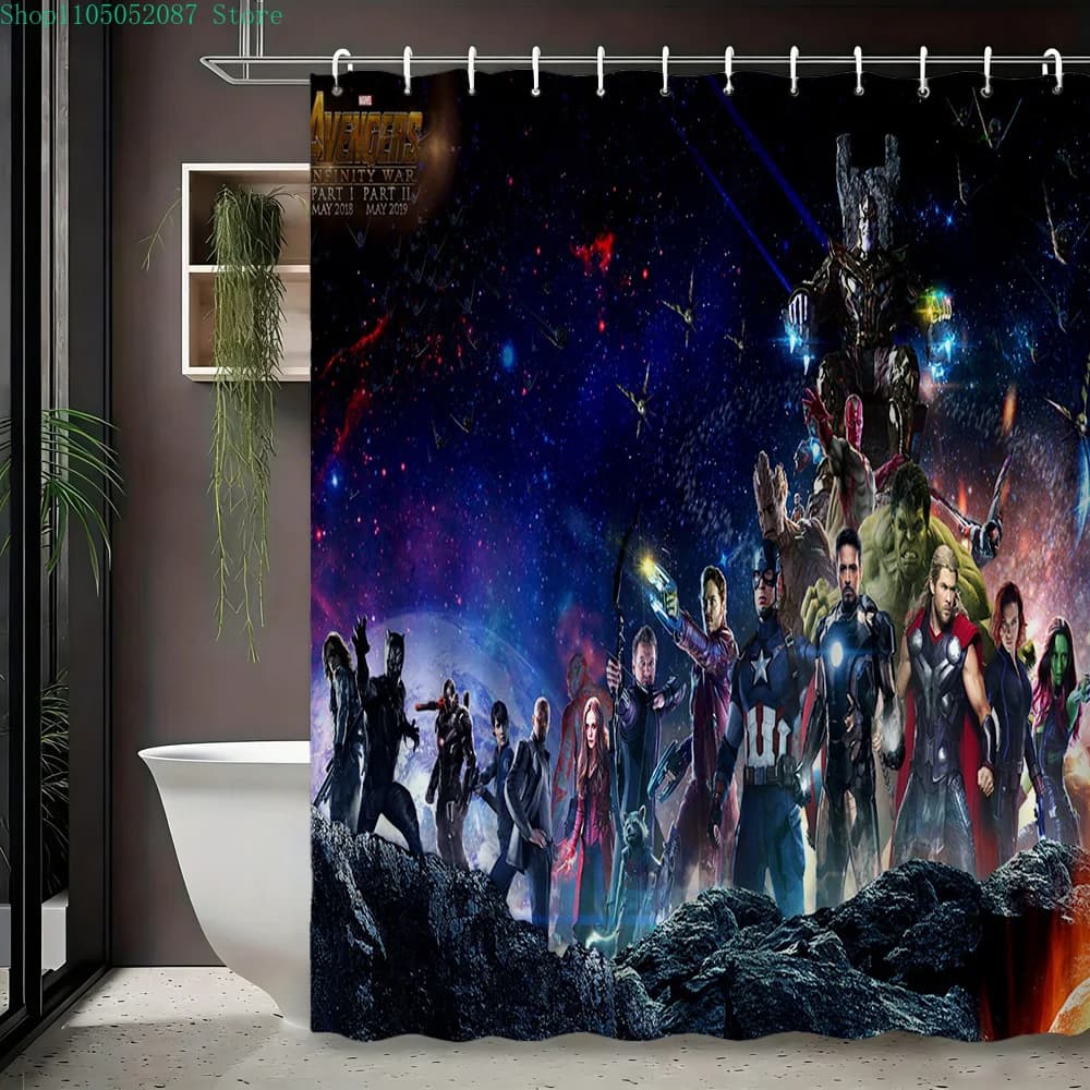 Tenda da doccia impermeabile Marvel Avengers: Infinity War Epic Battle per l'arredamento del bagno a tema supereroi ✨