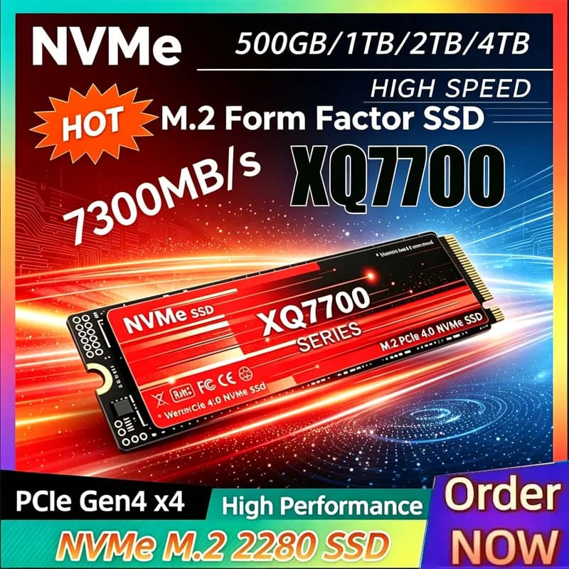 XQ7700 M.2 NVMe SSD PCIe4.0 Solid State Drive 500G 1TB 2TB 4TB High Speed Internal SSD for Laptop Desktop PS5