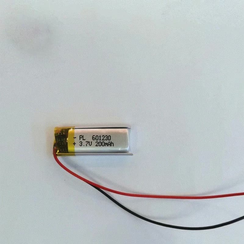 Batteria ai polimeri di litio 601230 da 200mAh 3.7V per dispositivi indossabili intelligenti, registratore vocale, auricolare Bluetooth, selfie stick