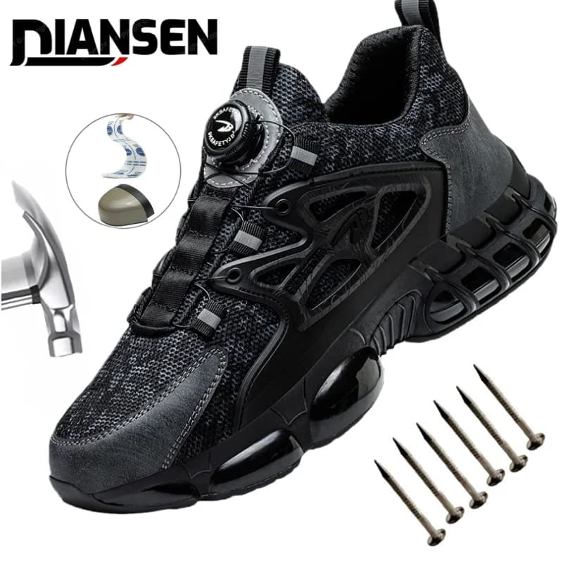 Plus Size Indestructible Work Sneakers Steel Toe Anti-Smash Puncture-Proof Safety Shoes For Heavy Industry & Construction