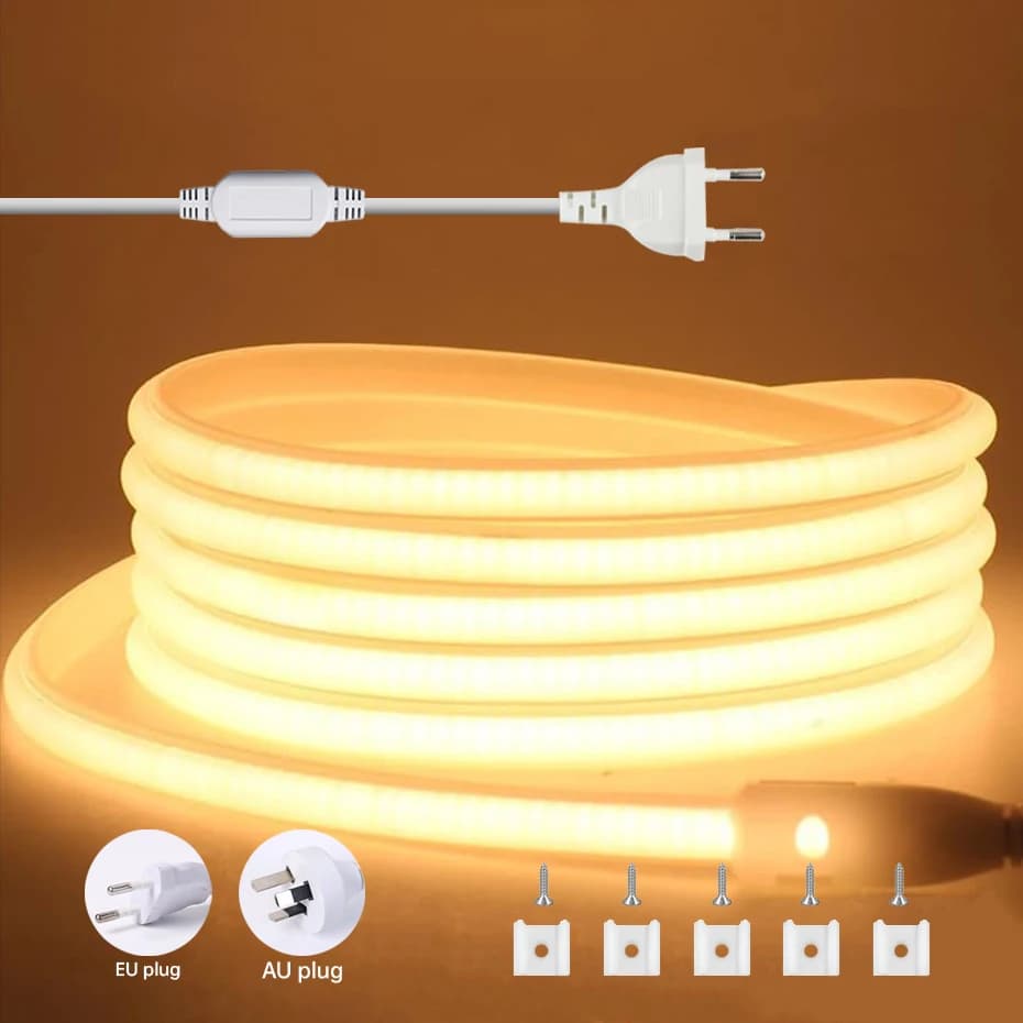 1M-50M 220V COB HA CONDOTTO LA Luce di Striscia EU AU Super Luminoso 288LED/m Lampada Esterna Flessibile Impermeabile HA CONDOTTO LA Tape stanza illuminazione della cucina