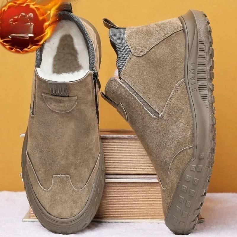 Scarpe Invernali da Uomo, Calde e Imbottite, Sneakers Casual alla Moda con Suola Antiscivolo, Stivali da Neve in Pelle Scamosciata