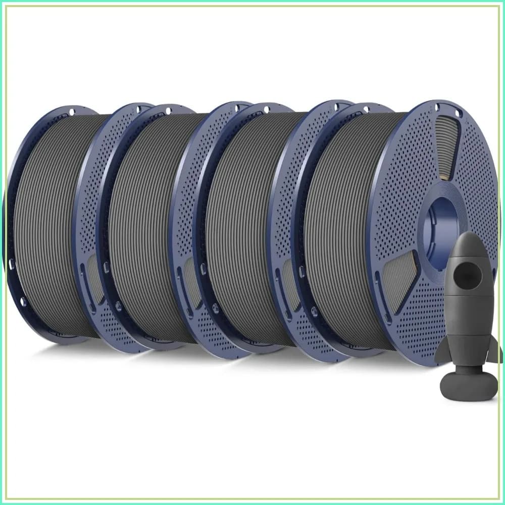 4KG Matte PLA 1.75mm 3D Printer Filament Bundle, Neatly Wound, Smooth Finish, 4 Spools of Grey, 1kg Each