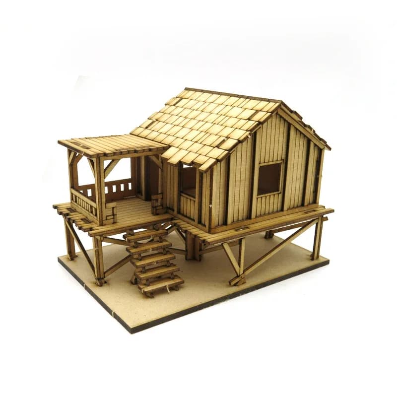 Modellino in Legno 1:72 di Scena Architettonica Antica del Sud-Est Asiatico, Casetta Taoyuan, Regalo Artigianale